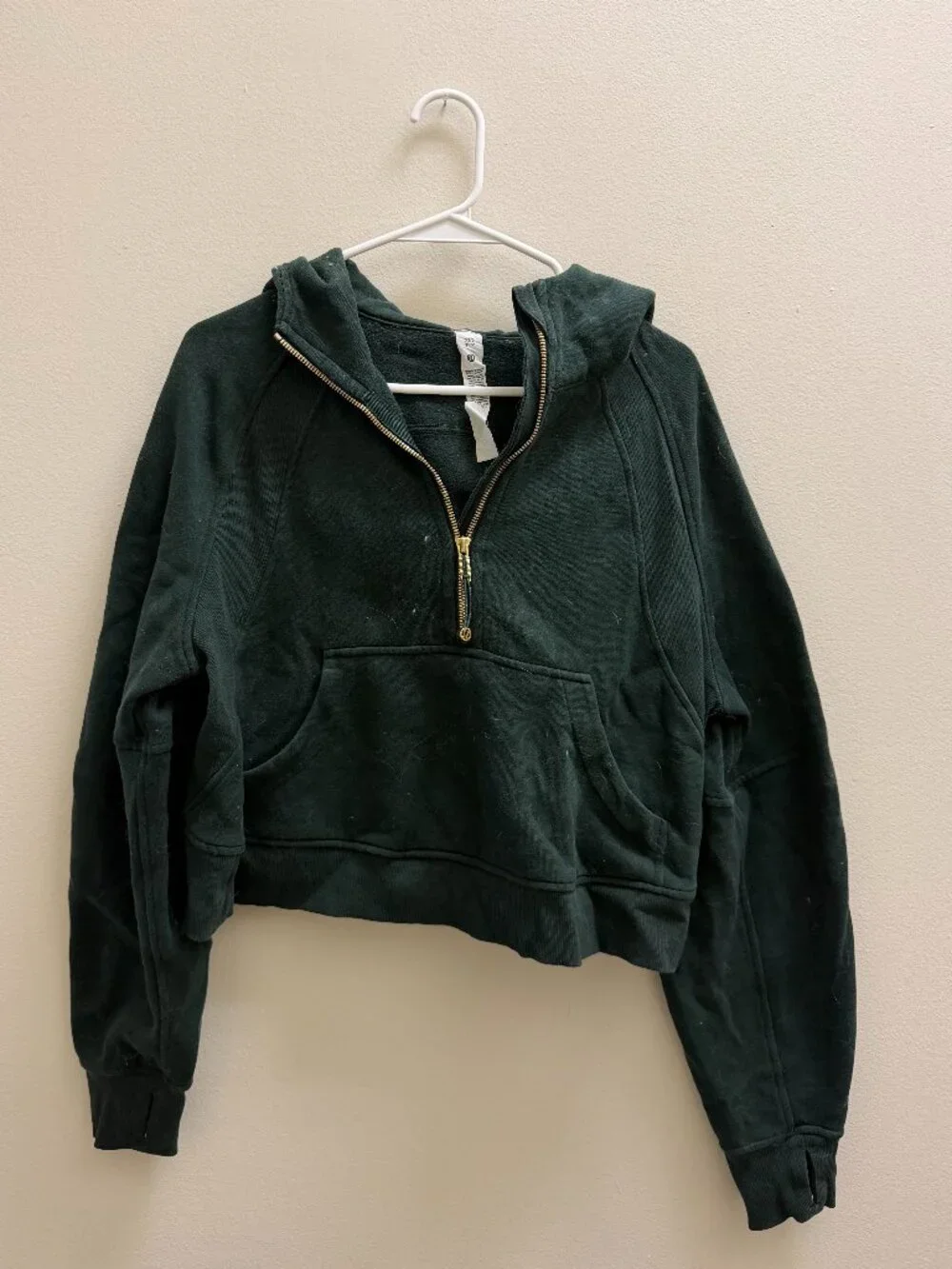 Lululemon Scuba Half Zip Hoodie Dark Green Gold Logo Pullover